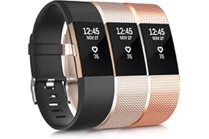 Oumida Bracelet Compatible pour Fitbit Charge 2, Bracelet de Montre pour Homme Femme Bracelet de Sport Silicone Réglable pour Fitbit Charge 2 Grand Petit (sans Montre)