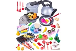 JOFLVA Giocattoli da Cucina per Bambini, 69 PCS Accessori Cucina Bambini, Set Cucina Bambini, Giochi Bambini Cucina Accessori, Giocattolo Da Cucina Di Simulazione Per Regali Per Bambini.