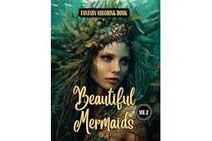 Fantasy Coloring Book Beautiful Mermaids Vol. 2: For Adults and Teens | Black Line and Grayscale Mermaid Images for Relaxation and Stress Relief