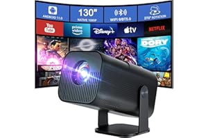 AMOVFILM Projector 4K for Bedroom 2025 - Portable Projector Auto Keystone mini projector 4k wifi bluetooth Works mobile phone, laptop, PC, HDMI, TV stick (Black)