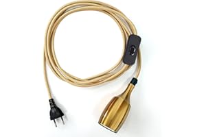 JZCDR E27 Metallo Portalampada. 3/5 m Elettrico Tessuto Cavo Portalampade a Sospensione, Con Spina e Interruttore. Lampade a Sospensione con Base Lampadina e Cavo in Tessuto, per Cucina Garage Bar Soffitta