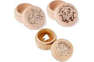 PLIGREAT PLGREAT 3 Pcs Tooth Fairy Box, Boîte à Souvenirs en Bois pour Dents Perdues Coffre au Trésor, Conteneur de Dents de Lait pour Tout-Petits Porte-Dents pour Enfants Cadeau D'Anniversaire