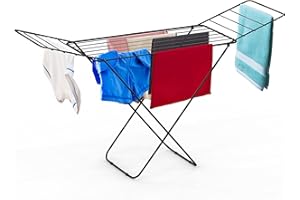 VIVO TECHNOLOGIES Clothes Airer Drying Rack Winged Drying 18M Length Drying Line Indoor Outdoor Laundry Washing ,Metal Foldable Laundry Drying Horse Rack,Clothes Dryer Rack for Indoor & Outdoor 182x50x100cm