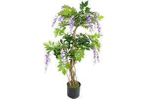Leaf Design UK - Albero di glicine artificiale realistico, materiali misti, viola, 110 cm