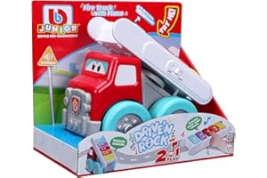 ANIMAGIC Bburago B16-89033 Drive 'N Rock Fire Engine with Keyboard Toy Truck, Assorted Designs and Colours