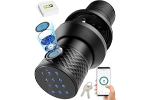 BRAVEX Smart Door Lock, Wifi & Bluetooth Keyless Fingerprint/Touchscreen Door Knob with Gateway, Auto Secure Digital Door Lock,Great for Airbnb, Homes, Apartments, Hotels and Offices (Black)