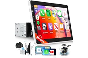 10.1 inch Single Din Detachable Car Stereo with AM/FM/RDS Wireless Carplay Android Auto,Hodozzy Touchscreen Single Din Radio with Youtube Bluetooth EQ SWC Backup Camera+USB/TF Card/Aux Ports