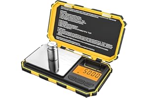 Brifit Feinwaage, 200g/ 0,01g Digitale Taschenwaage, Digitalwaage, Goldwaage, Münzwaage, mit EIN 50g Edelstahl Kalibriergewicht, beleuchteter LCD-Anzeige, Tara Funktion, Auto aus Funtion (Gelb)