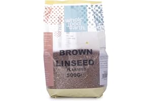 Wholefood Earth Graines de lin brun, 500 g - Sans OGM - Véganes - Riches en fibres - Source de protéines