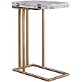 VERSANORA Teamson Home Marmo Rectangular Extendable Side Sofa Table, Accent End Table, Small Coffee Table, Laptop Table for Living Room, Lounge or Office