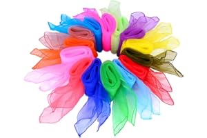 byou Sciarpe di Giocoleria,Sciarpa di Danza 14 Pezzi Seta Colorati Quadrato Sciarpe per Asilo Spettacolo per Bambini Danza del Ventre 14 Colori 24inch