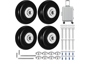SZYILIDA 4 Pezzi Ruote per Valigie 50x17mm in Gomma con Strumenti - Ricambio per Trolley Bagagli