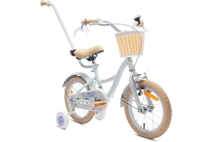 sun baby Mädchenfahrrad Flower Bike Radgröße zur Auswahl, mit Abnehmbarer Schubstange, Kinderfahrrad für Mädchen von 2 bis 6 Jahre