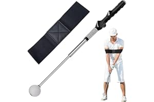 TEL CHARME * Retractable Golf Swing Trainer with Adjustable Posture Correction Arm Band – Golf Grip Training Aid for Indoor/Outdoor Practice, Warm-up, Strength & Tempo Drills – Men, Women & Kids