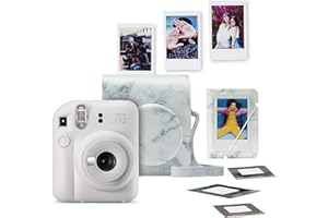 Fujifilm instax mini 12 Bundle Pack, Macchina Fotografica Istantanea, custodia, mini photo album, cartuccia pellicole instax mini da 10 Foto, bordo bianco, adesivi