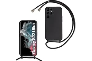 Haygdz Silikon Handykette für Samsung Galaxy S22 Ultra Hülle mit Band,Verstellbarer Halskette Handyhülle,Necklace Hülle mit Band,Handyhülle für zum Umhängen,Case mit Schnur, Schwarz