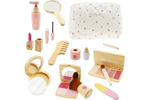 BUTORY Wooden Kids Makeup Sets for Girls Washable Non-toxi Pretend Makeup Sets with Cosmetic Bag Role Play Toys Christmas Halloween Birthday Gifts for Girls 3 4 5 6 7 8-12 Years Old