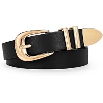 WERFORU Damen Ledergürtel Mit Goldschnalle – Schmal, 2,8 Cm, Längen 100-120 Cm – Perfekt Zu Jeans & Kleidern
