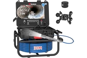 Cámara de Inspección de Tuberías, Sanyipace Camara Inspeccion Tuberias con Contador de Distancia, DVR & Grabador de Audio, FHD 1080P Cámaras para Boroscopio con 12 Luces LED & Zoom 5X,100FT/30M