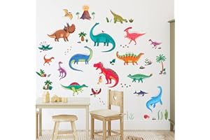 DECOWALL DS9-2115 16 Vinilos Decorativos de Dinosaurios Dino Trex para Habitaciones de Niños, Guardería, Dormitorio, Decoración de Pared, Habitación Bebé, Salón