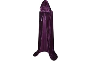Txian Full Length Hooded Velvet Cloak Halloween Christmas Fancy Cape Costumes 59" (Purple)