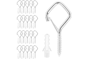 VEYALTEDL Gancio Soffitto,Gancio Muro,20PCS 2.2x0.98in Argentato Occhielli a Vite,Ganci a Soffitto a Vite per Catene Luminose,Gancio Avvitabile per Campanelle Lanterne Catene Luminose Decorazioni Natalizie