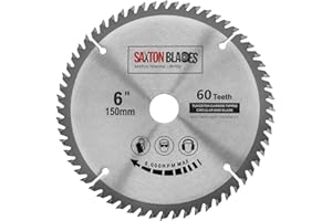 Saxton Blades Hoja de sierra circular Saxton TCT de 150 mm x 20 mm de diámetro x 60 dientes + anillo de 16 mm y 10 mm compatible con Ryobi Bosch