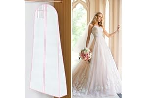 AIDBUCKS ABK Funda para vestidos de novia Funda protectora Juego de 1 borde rosa 60x180 cm para vestidos de novia vestidos de noche trajes abrigos transpirable antipolvo bolsa para vestidos de novia