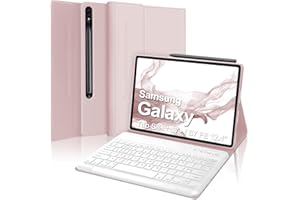 SENGBIRCH Tastiera Samsung Galaxy Tab S7 FE / S7+ / S8+, Custodia con Tastiera Samsung Galaxy Tab S7 FE & S7 Plus & S8 Plus, Cover Tastiera Galaxy Tab S7FE/S7+/S8+, Tastiera Tablet Bluetooth Wireless, Rosa