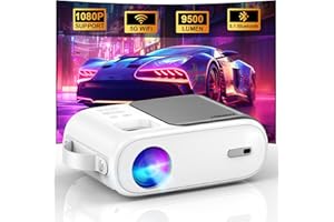 Mini Beamer, XIWBSY 9500 Lumen Bluetooth Beamer 1080P Unterstützt, 5G WiFi LED Heimkino Portable Projektor, Kompatibel mit TV Stick/X-Box/DVD/Laptop/Smartphone/Android/HDMI/USB