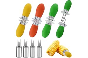 GOTDYBST 12 Stück Maiskolben Spieße, Maiskolben Halter, Mais Spieße Mit Silikongriff, Maisnadel Aus Edelstahl Geeignet für Küche, Grill, Party, Picknick und Camping