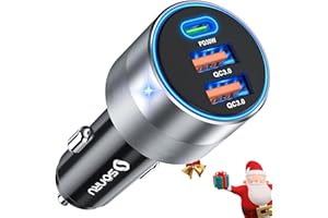 3 Port Zigarettenanzünder USB C Adapter, SONRU 66W Kfz Ladegerät [PD30W+ Dual QC 3.0] Schnellladung Auto Ladegerät Mini Metall Auto Zubehör Kompatibel mit iPhone, iPad, Samsung, Google Pixel