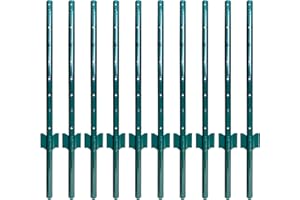 ARIFARO Fence Posts 3 Feet Sturdy Duty Metal Fence Post, Pack of 10, No Dig Garden U Post for Wire Fencing Steel Post for Yard, Outdoor Wire