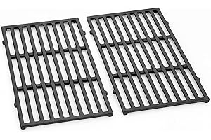 Denmay 7637 44,5 x 26cm Grillrost für Weber Spirit I & II E210, E220, S210, S220 (mit vorderen Brennerknöpfen), Gusseisen Grillrost für Weber Spirit Ⅰ&Ⅱ 200 Serie, 2 Stück