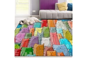 Naanle Animal Cat Non Slip Area Rug for Living Dinning Room Bedroom Kitchen, 4' x 5'(48 x 63 Inches / 120 x 160 cm), Animal Cat Nursery Rug Floor Carpet Yoga Mat