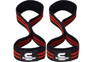 SAWANS Sangles de levage rembourrées avec poignée en forme de 8 sangles de poignet robustes à double boucle pour entraînement de musculation, barre de main antidérapante pour soulevé de terre, poignets