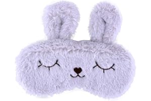 Ulife Mall Masques de Sommeil Mignon Lapin Animaux Drôle Masque de Nuit en Peluche pour Dormir Voyage avec Bande Élastique Masque pour les Yeux Couverture pour Enfant Femme Filles
