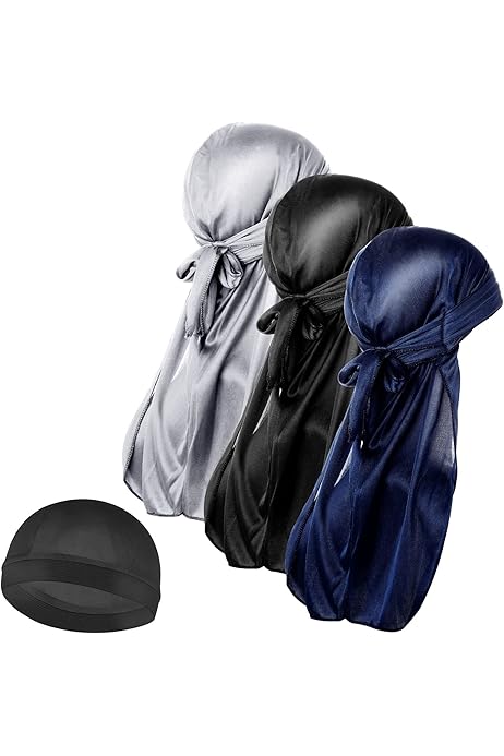 Lot 16 Durags Velours Unisexe - Longue Queue 100cm, 360 Vagues