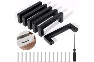 Qshwese 6 Stück Möbelgriffe Schwarz mit Schraubendreher, 76mm Griffe für Küchenschränke, Schrankgriffe Küchengriffe Türgriffe aus Edelstahl für Küche Schrank Möbel Tür Schubladen Kleiderschrank