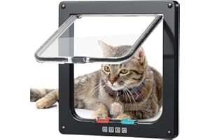 Roxanex Drzwi dla kota, duże, 20 cm x 18,5 cm, łatwe w montażu, do okien, cienkie drzwi, drzwi bezpieczeństwa dla zwierząt domowych z 4-drożnym zamkiem, odporna na warunki atmosferyczne, klapa dla