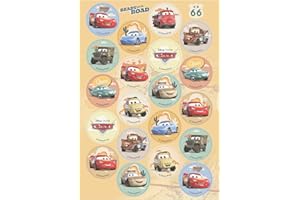 dekora, Cars Disney Mini Discos de Oblea, Decoraciones de Rayo Mcqueen Comestibles para Cupcakes, Muffins y Galletas, Discos Redondos 3,4 CM