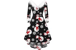MOVAWAKY New Years Eve Dress Christmas Dresses for Women UK Long Sleeve Dress Dress for Women UK Elegant Party Xmas Dresses for Women Christmas Costumes Women Mrs Christmas Outfit for Women