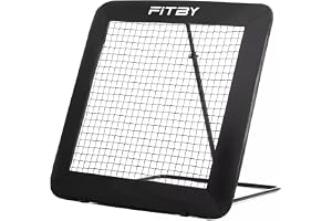 FITBY Rebounder 100 × 100 cm – hopfällbart träningsnät med 5 justerbara vinklar – stålram, 20 elastiska band, pinnar ingår – för fotboll, handboll och tochoukball