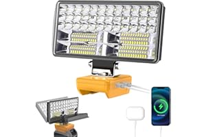 AKOCIRE 6000LM 38W LED Work Light Compatible with DeWalt 18V 60V Max Flex Battery, 2 Modes Portable Battery Work Lights Cordless Flood Light with 2X2.1A USB Charging Ports & Low Voltage Protection
