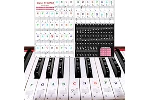 DISINO Rimovibili Pianoforte Tastiera Adesivi, Adesivo per Tasti di Piano per Nero e Bianco Chiavi, Musicali Note Stickers per 49/61/54/88 Chiave, Piano Key Stickers per Bambini e Principianti