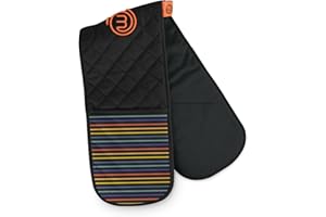 MasterChef Oven Gloves Heat Resistant, Double Oven Gloves Made from Cotton with Official Show Logo & Hanging Loop, Attached Oven Mitts, Machine Washable, Heat Proof Pot Holders for the Kitchen, Vivid
