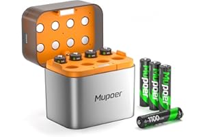 MUPOER AAA Rechargeable Batteries with Charger,Battery Charger AA/AAA,Triple A Batteries Rechargeable Battery,3A High Capacity Solar Batteries 8 Pack 1100mAh 1.2V,Fast Charger for NiMH/Lithium Battery