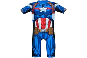 Marvel Boys Avengers Swimsuit Captain America Costume Rash Guard