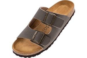 Palado Sandales Femmes Korfu | Fabriquées en UE | Mules en 11 Couleurs Tendance | Sandales à 2 Sangles avec Assise Plantaire en liège Naturel | Chaussons Hommes avec Semelle extérieure en Cuir