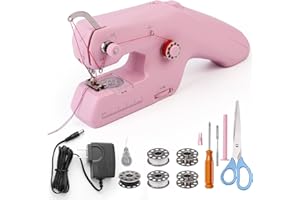 HKC Handnähmaschine, Tragbare Doppelfaden Elektrische Nähmaschine，Nähmaschine mit Nähzubehör für Anfängerund Kinder, DIY Nähmaschine für den Hausgebrauch, zum Nähen von Kleidung, Vorhängen